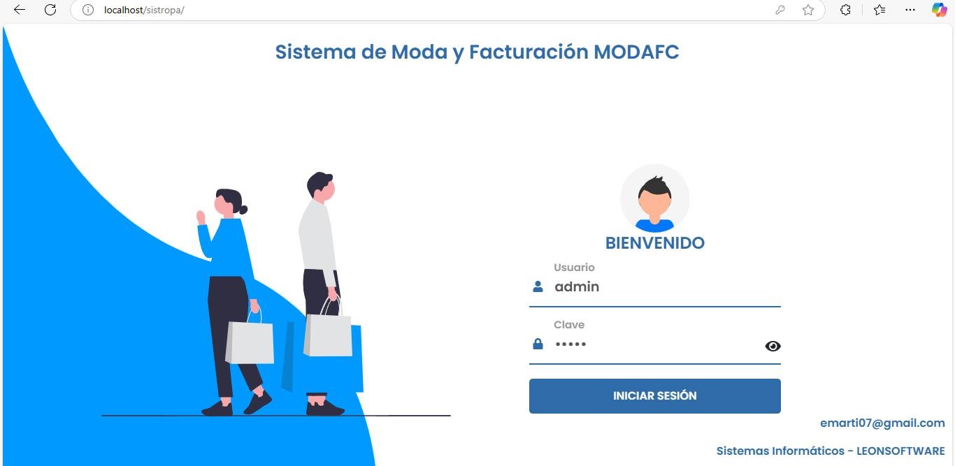 Interfaz de software SISFACI: Inventario, Facturación y Punto de Venta